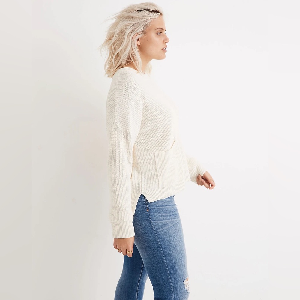Madewell Patch Pocket Pullover Ribbed Crewneck Sw… - image 3